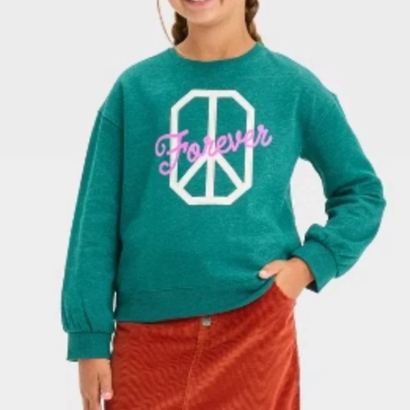 Cat & Jack Girls' Fleece Crew Pullover Sweatshirt Size XL (14) - Picture 1 of 8
